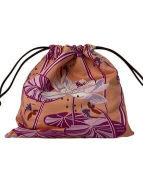 LOEWE Drawstring Pouch Pink Beige Multi Canvas Leather Pouch